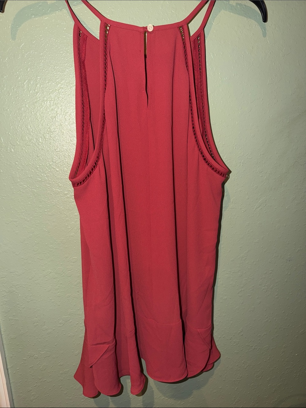 LOFT Red Double-Strap Ruffle-Hem Camisole - Picture 6 of 9